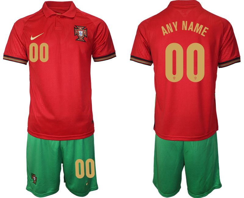 Men 2020-2021 European Cup Portugal home red customized Nike Soccer Jersey->portugal jersey->Soccer Country Jersey